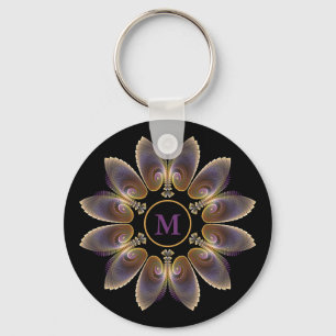 Abstract Angel Wings Mandala Fractal Monogram Key Ring