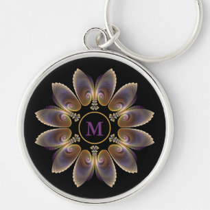 Abstract Angel Wings Mandala Fractal Monogram Key Ring
