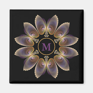 Abstract Angel Wings Mandala Fractal Monogram Magnet