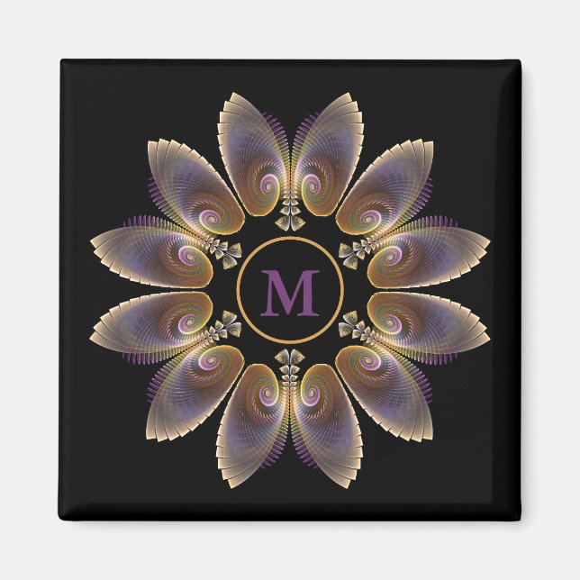 Abstract Angel Wings Mandala Fractal Monogram Magnet (Front)