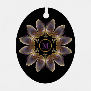 Abstract Angel Wings Mandala Fractal Monogram Metal Tree Decoration