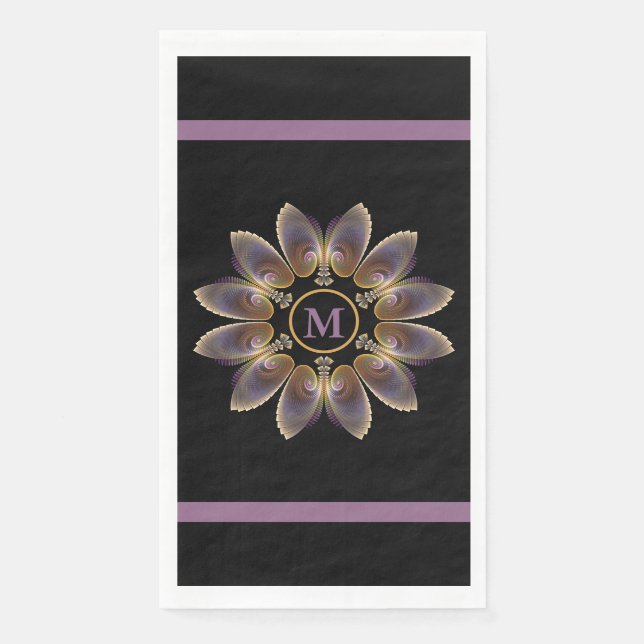 Abstract Angel Wings Mandala Fractal Monogram Napkin (Front)