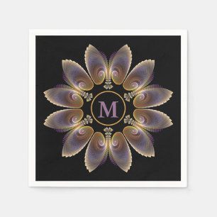Abstract Angel Wings Mandala Fractal Monogram Napkin