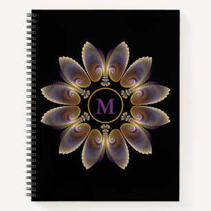 Abstract Angel Wings Mandala Fractal Monogram Notebook