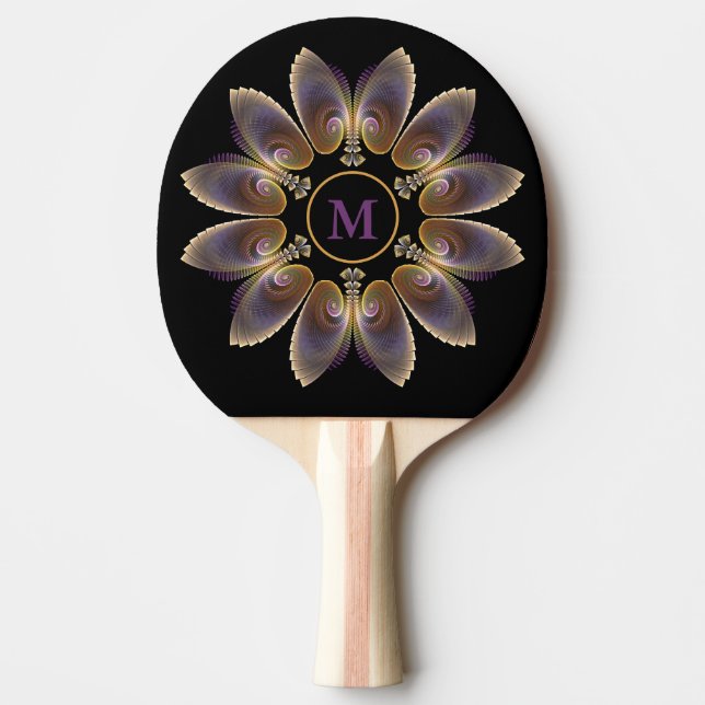 Abstract Angel Wings Mandala Fractal Monogram Ping Pong Paddle (Front)