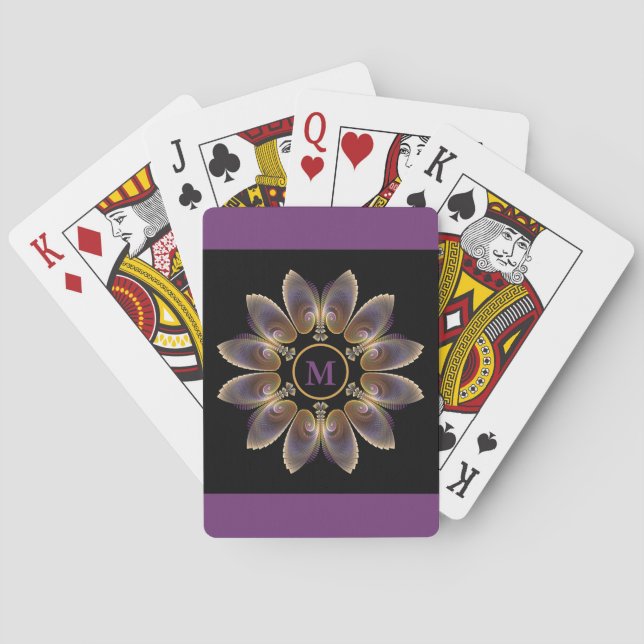 Abstract Angel Wings Mandala Fractal Monogram Playing Cards (Back)