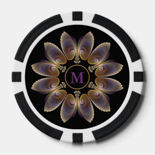 Abstract Angel Wings Mandala Fractal Monogram Poker Chips