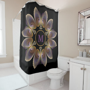 Abstract Angel Wings Mandala Fractal Monogram Shower Curtain