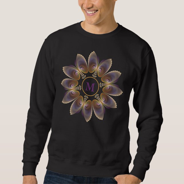 Abstract Angel Wings Mandala Fractal Monogram Sweatshirt (Front)