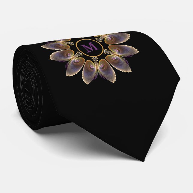 Abstract Angel Wings Mandala Fractal Monogram Tie (Rolled)