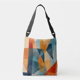 Abstract Angles of Blue and Orange Crossbody Bag