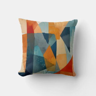 Abstract Angles of Blue and Orange Cushion