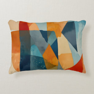 Abstract Angles of Blue and Orange Decorative Cushion
