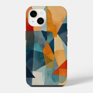 Abstract Angles of Blue and Orange iPhone 14 Case
