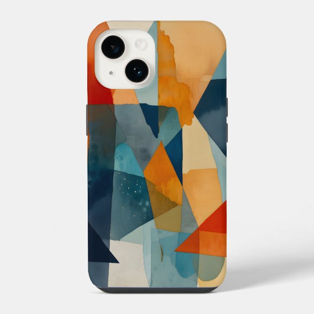 Abstract Angles of Blue and Orange iPhone Case (Back)