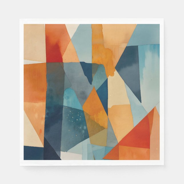 Abstract Angles of Blue and Orange Napkin (Front)