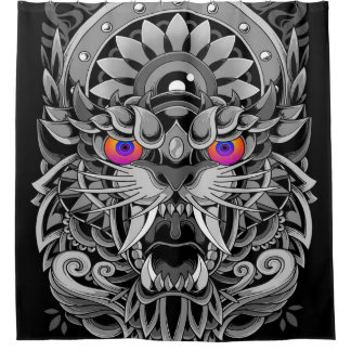 abstract Angry Tiger Shower Curtain