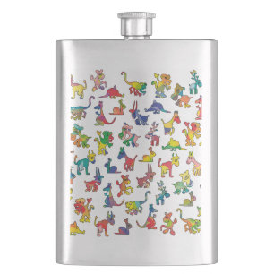 Abstract Animals Pattern Tiles Hip Flask
