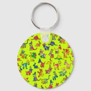 Abstract Animals Pattern Tiles Key Ring