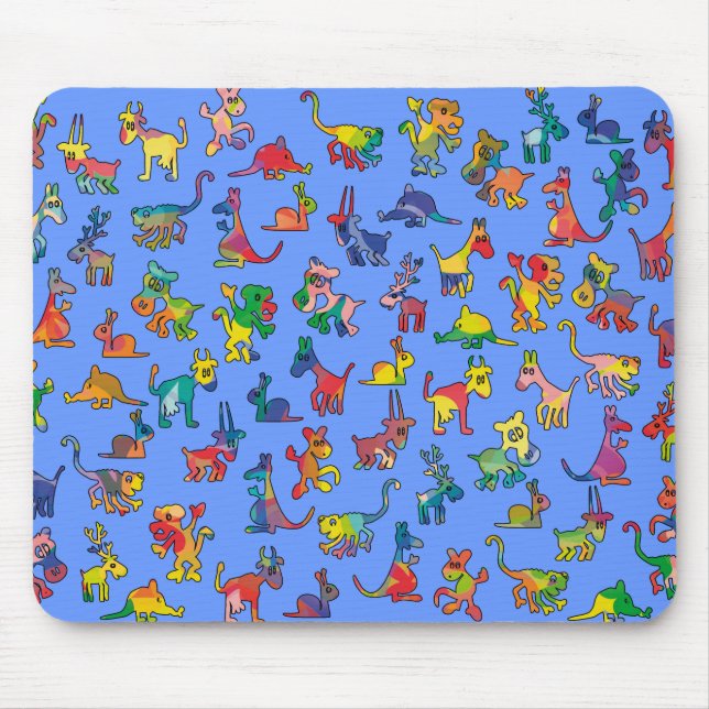 Abstract Animals Pattern Tiles Mouse Pad (Front)