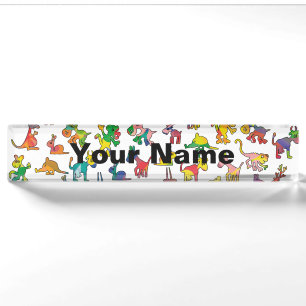 Abstract Animals Pattern Tiles Nameplate