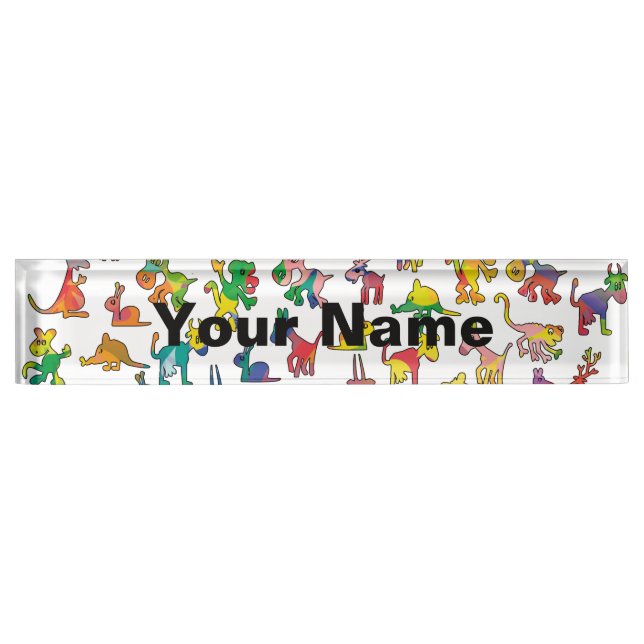 Abstract Animals Pattern Tiles Nameplate (Front)