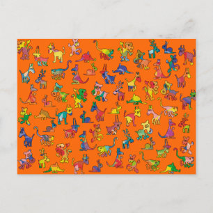 Abstract Animals Pattern Tiles Postcard
