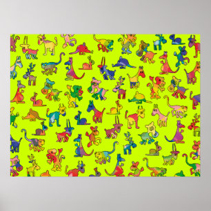 Abstract Animals Pattern Tiles Poster