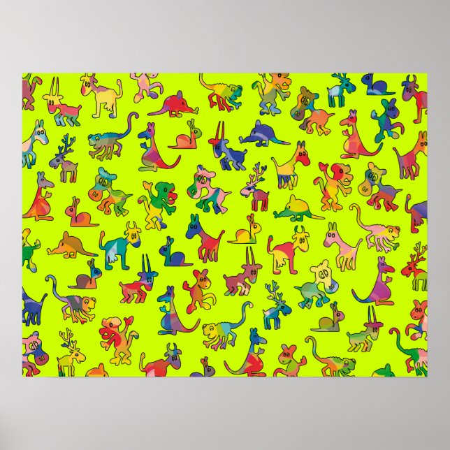 Abstract Animals Pattern Tiles Poster (Front)