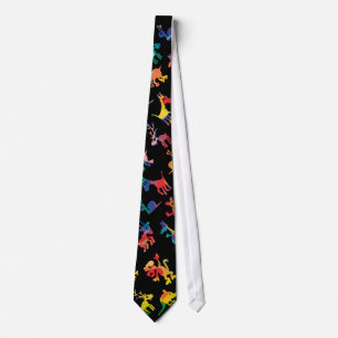 Abstract Animals Pattern Tiles Tie