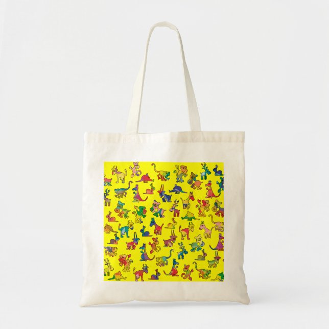 Abstract Animals Pattern Tiles Tote Bag (Front)