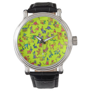 Abstract Animals Pattern Tiles Watch