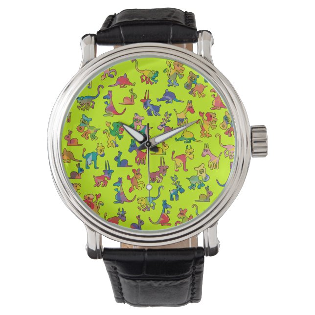 Abstract Animals Pattern Tiles Watch (Front)