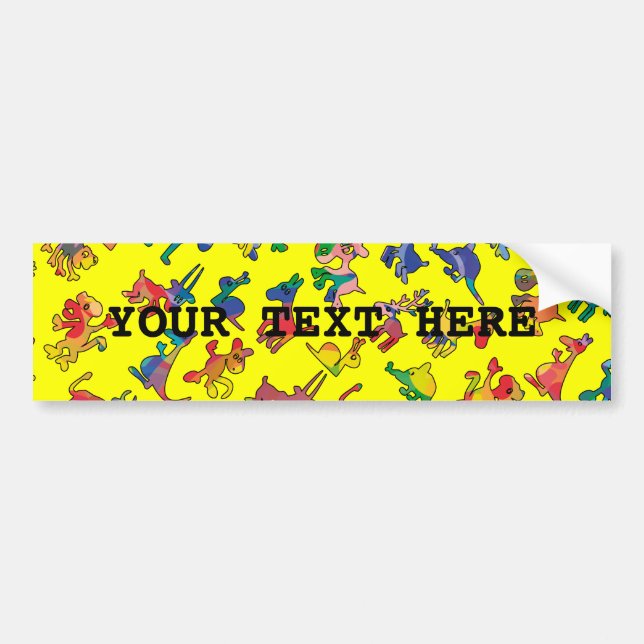 Abstract Animals Pattern Tiles + your text Bumper Sticker (Front)