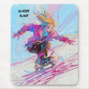 Abstract anime ice skater mouse pad