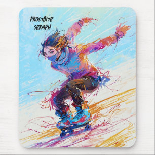 Abstract anime ice skater mouse pad
