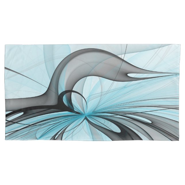 Abstract Anthracite Gray Blue Modern Fractal Art Pillowcase (Front)