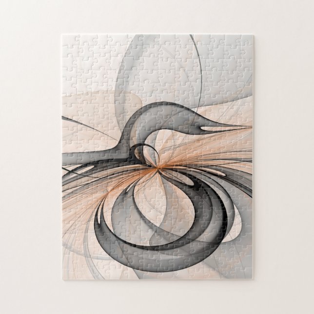 Abstract Anthracite Gray Sienna Modern Fractal Art Jigsaw Puzzle (Vertical)