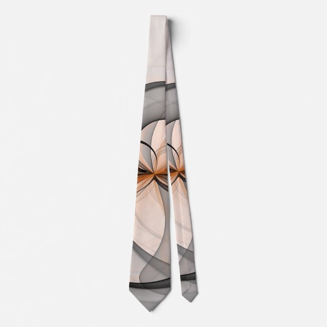 Abstract Anthracite Gray Sienna Modern Fractal Art Tie (Front)