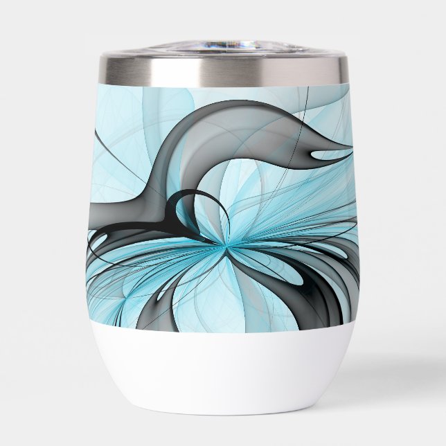 Abstract Anthracite Grey Blue Modern Fractal Art (Front)