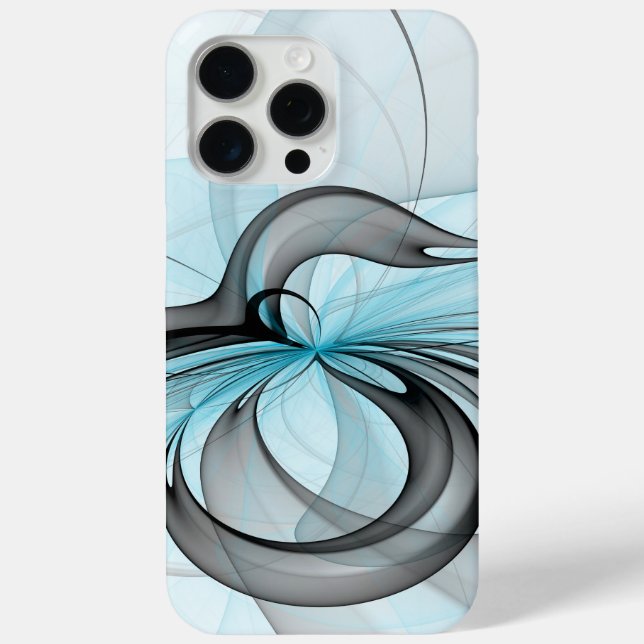 Abstract Anthracite Grey Blue Modern Fractal Art Case-Mate iPhone Case (Back)