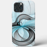 Abstract Anthracite Grey Blue Modern Fractal Art