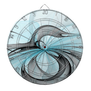 Abstract Anthracite Grey Blue Modern Fractal Art Dartboard