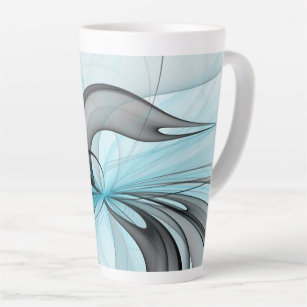 Abstract Anthracite Grey Blue Modern Fractal Art Latte Mug