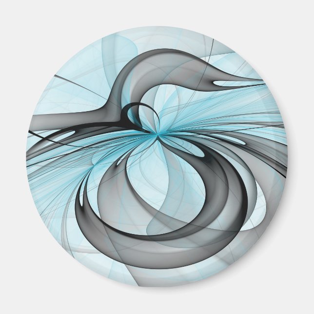 Abstract Anthracite Grey Blue Modern Fractal Art Magnet (Front)