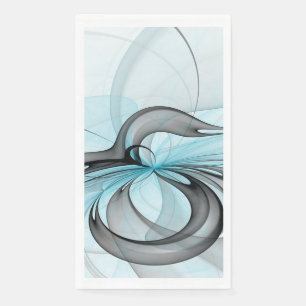 Abstract Anthracite Grey Blue Modern Fractal Art Napkin