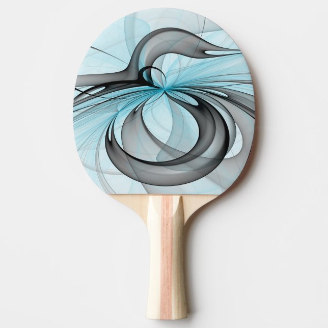 Abstract Anthracite Grey Blue Modern Fractal Art Ping Pong Paddle (Front)