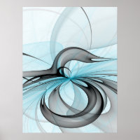 Abstract Anthracite Grey Blue Modern Fractal Art