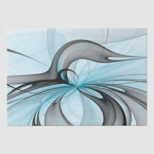 Abstract Anthracite Grey Blue Modern Fractal Art Tissue Paper