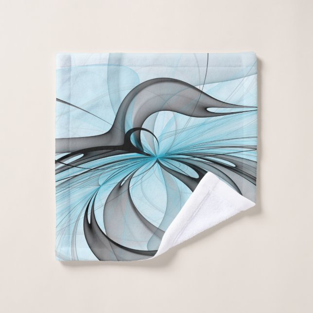 Abstract Anthracite Grey Blue Modern Fractal Art Wash Cloth (Wash Cloth)